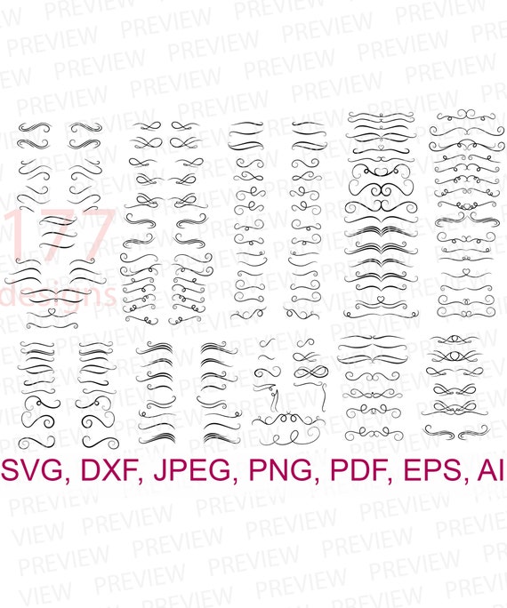 Download 177 Swirl Dividers Svg Set Flourishes Vintage Ornaments Bundle Etsy