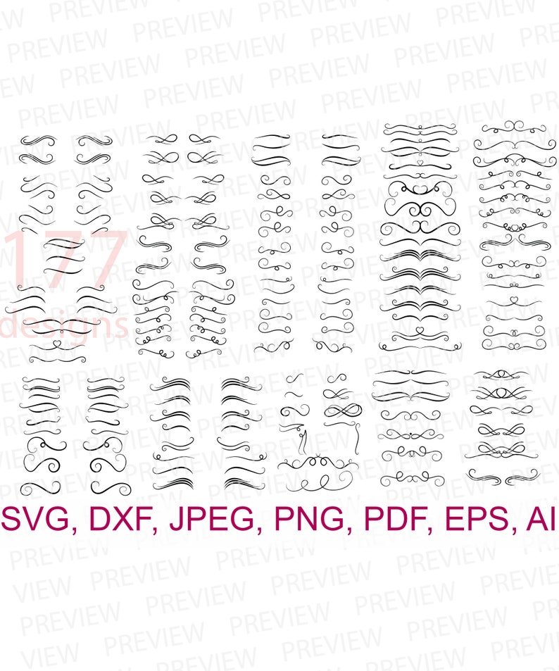 Download 177 Swirl Dividers SVG set flourishes vintage ornaments ...