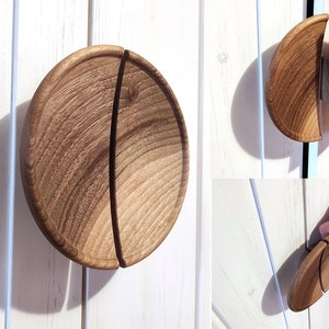 Oak Handles, Half moon door pulls handles, Walnut wood drawer pull handle like a button, Wardrobe Door, Wooden Cabinet Handles Knobs,