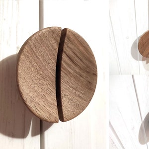 Oak Handles, Half moon door pulls handles, Wardrobe Door, Wooden Cabinet Handles Knobs, Walnut drawer pull handle