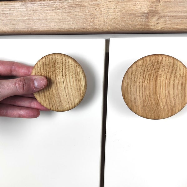 Wooden Round Handles, Wardrobe Pulls, Wood Drawer Knobs, Oak Concave Handle, Minimalist Wooden Handles, Walnut Cabinet Knobs, Oak Handles