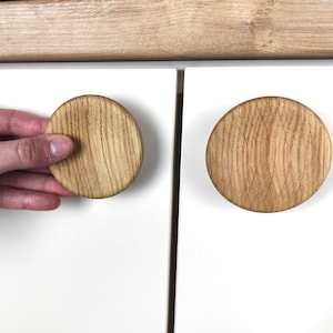 Wooden Round Handles, Wardrobe Pulls, Wood Drawer Knobs, Oak Concave Handle, Minimalist Wooden Handles, Walnut Cabinet Knobs, Oak Handles