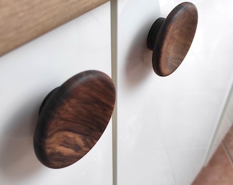 Wood Drawer Knobs, Oak Circle Handle, Wardrobe Pulls, Oak Concave Handle, Minimalist Handles, Walnut Cabinet Knobs, Dresser Knobs