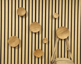 Oak Walnut Acoustic Panel Hooks, Modern Wood Wall Hanger, Eco Friendly Home Accessory