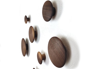 Holzhaken konvexe Form, runde Kleiderhaken, Wandhaken Eiche, Wandhaken Walnuss, Handtuchpunkte