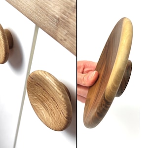 Manijas redondas de madera, tamaño de 2 a 6 pulgadas, tiradores para armario, perillas de madera para cajones, manija cóncava de roble, manijas minimalistas, perillas para gabinetes de nogal,