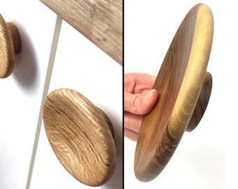 Wooden Round Handles, Size 2 to 6 inches, Wardrobe Pulls, Wood Drawer Knobs, Oak Concave Handle, Minimalist Handles, Walnut Cabinet Knobs,