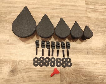 3D Printed Plastic Acoustic Panel Drops, Modern Coat Rack Hooks