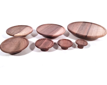 Hand Turned Oak Walnut Wood Hooks, Modern Coat Knobs, Door Handels