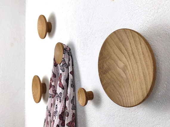 Wooden hooks concave shape, walnut wall hook, towel dots, modern coat  hooks, oak 