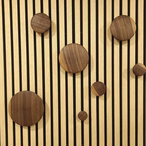 Acoustic Panel Natural Wooden Wall Hooks, Hooks for Acoustic Panels, Stylish Round Wood Hook Acoustic Panels, Round panel hook