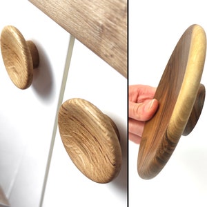 Wooden Round Handles, Size 2 to 6 inches, Wardrobe Pulls, Wood Drawer Knobs, Oak Concave Handle, Minimalist Handles, Walnut Cabinet Knobs,