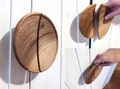 Oak Handles, Half moon door pulls handles, Walnut wood drawer pull handle like a button, Wardrobe Door, Wooden Cabinet Handles Knobs, product logo