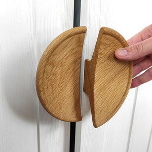 Wooden handles half moon door pulls, Wardrobe Door, Wooden Cabinet Handles Knobs, Wooden drawer knobs