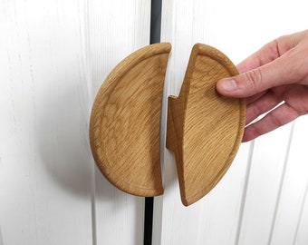 Wooden handles half moon door pulls, Wardrobe Door, Wooden Cabinet Handles Knobs, Wooden drawer knobs