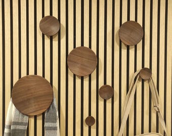Wooden Acoustic Panel Hooks, Oak Walnut Hanger, Modern Home Accessory