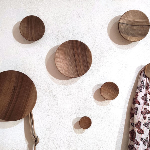 Wooden hooks concave shape, walnut wall hook, towel dots, modern coat hooks, oak wall knobs