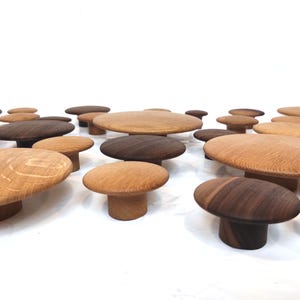 Wooden hooks set of 7, convex shape, walnut wall hook, towel dots, modern coat hooks, oak wall knobs