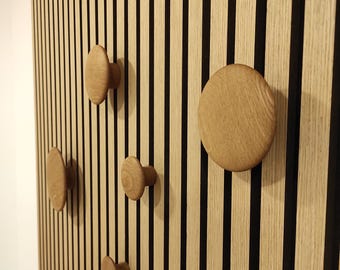 Oak Walnut Wooden Hooks for Acoustic Panels, Minimalist Wall Hanger