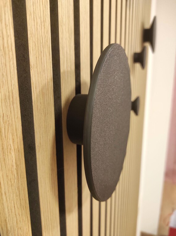 3D Printed Plastic Acoustic Panel Hook, Round Coat Hanger, Modern Wall Mount