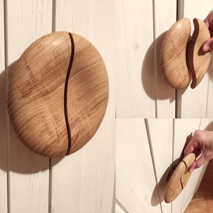 Poignées en chêne, poignées de porte en demi-lune, porte de garde-robe, boutons de poignées d&#39;armoire en bois, poignée de tiroir en bois de noyer