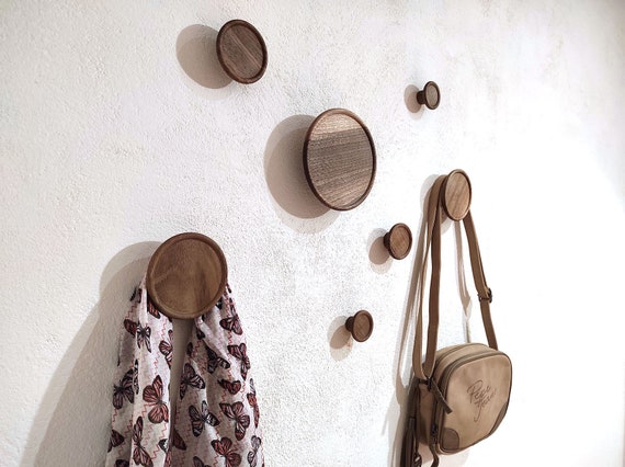 Walnut Coat Hooks Round Wooden Hooks For Wall Modern Coat, 42% OFF