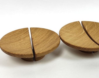 Oak Half Moon Cabinet Handles, Walnut Drawer Pulls, Modern Wood Furniture Hardware