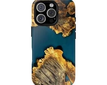 Funda para teléfono con impresión artística de resina de madera de nudo: iPhone y Galaxy