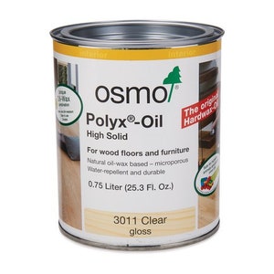 Hard Oil-Wax Wood Finish - OSMO Polyx-Oil Wood and Epoxy Resin Finish - 3043 (Clear Satin), 3011 (Clear Gloss), or 3031 (Clear Matte)