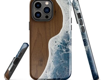 Funda para iPhone con diseño de resina oceánica: Impresión en madera de arce cambial