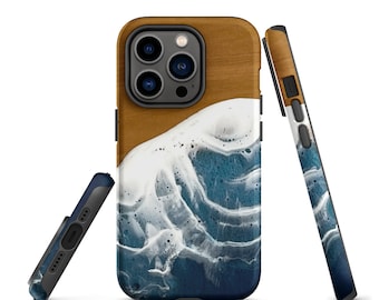 Funda para iPhone Ocean Resin Art, madera de Peroba Rosa