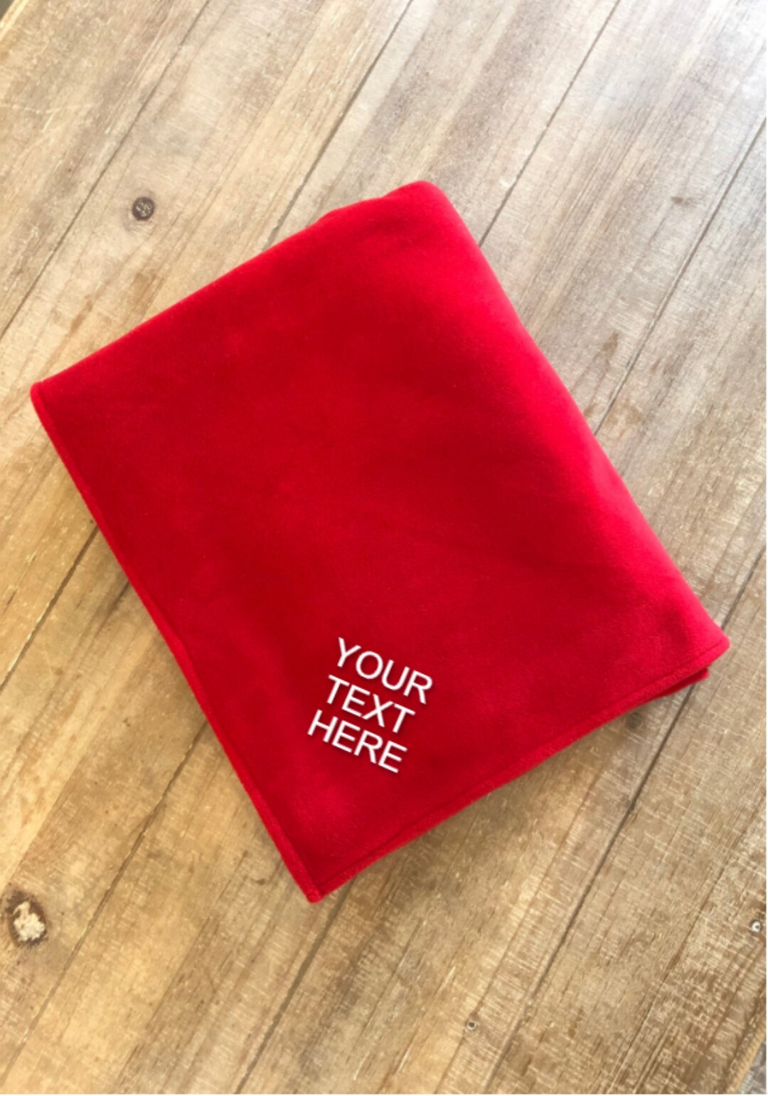 Personalized Embroidered Fleece Blanket, Custom Text, Embroidered Throw