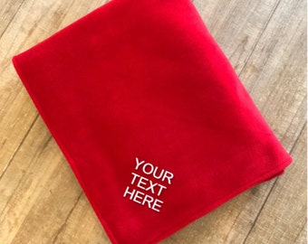 Personalized Embroidered Fleece Blanket, Custom Text, Embroidered Throw, Customized Gifts