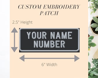 Embroidered Rectangular Name Patch, Custom, Name Bar, 6" x 2.5"