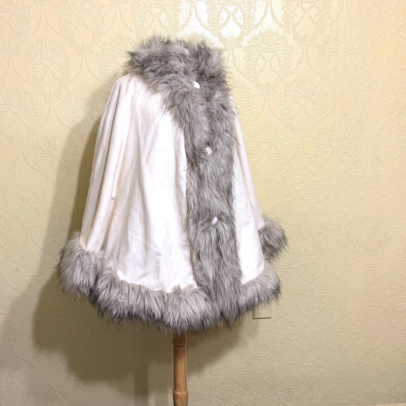 Pure White Faux Fur Cape
