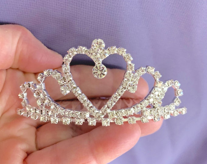 sale 3.00 off flower girl tiara princess crown CRYSTAL Heart CROWN TIARA bridal crown princess crown
