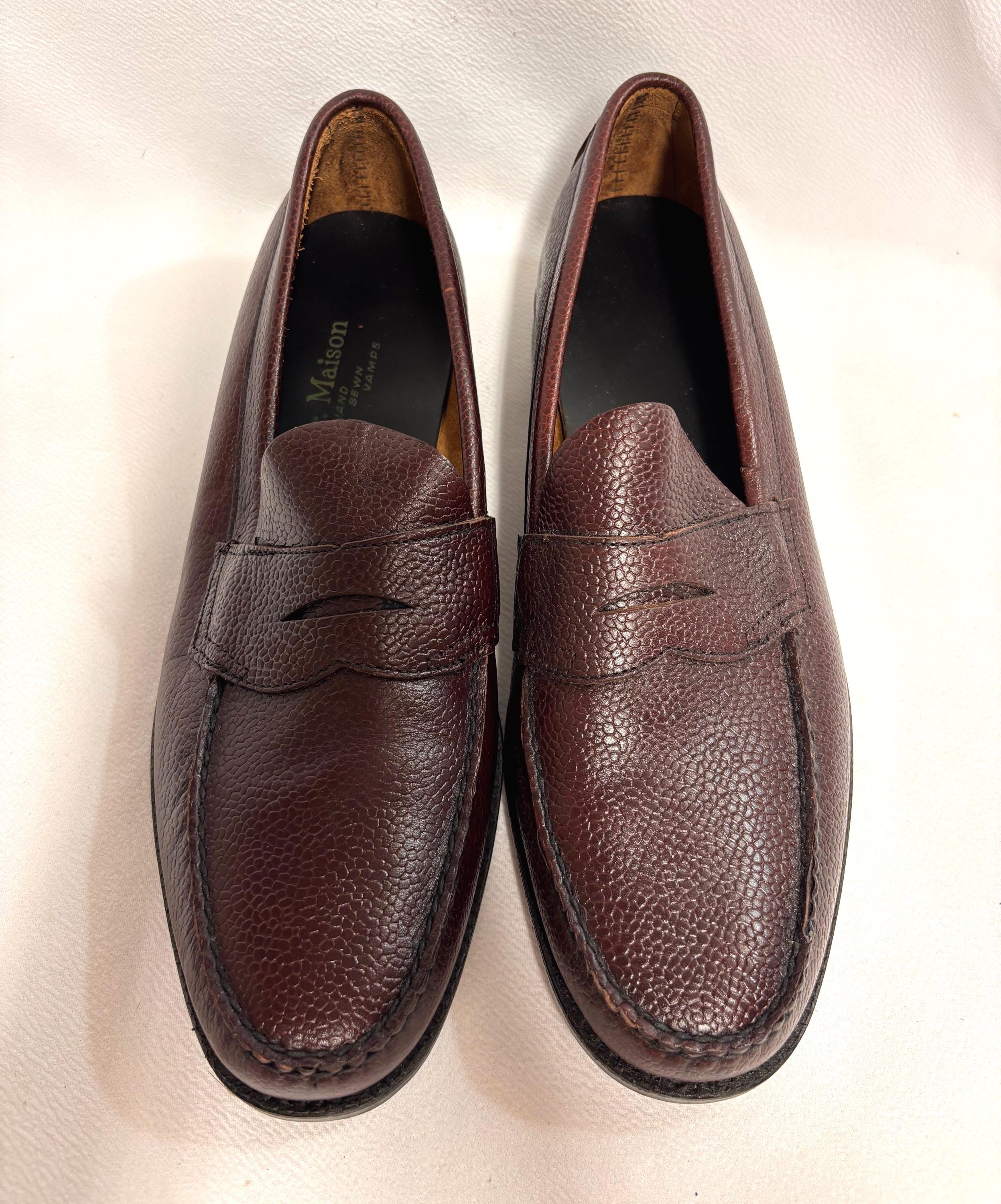 Vintage Mr. Maison Moccasin Penny Loafers | Bench Made | Narrow | Men’s 10.5 B Italian Penny Loafer in Medium Brown Calfskin | Shop Sid  main image 4