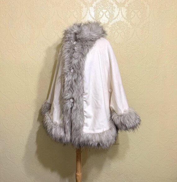 New quality faux fur Cape size 14-16 IVORY WOOL F… - image 5