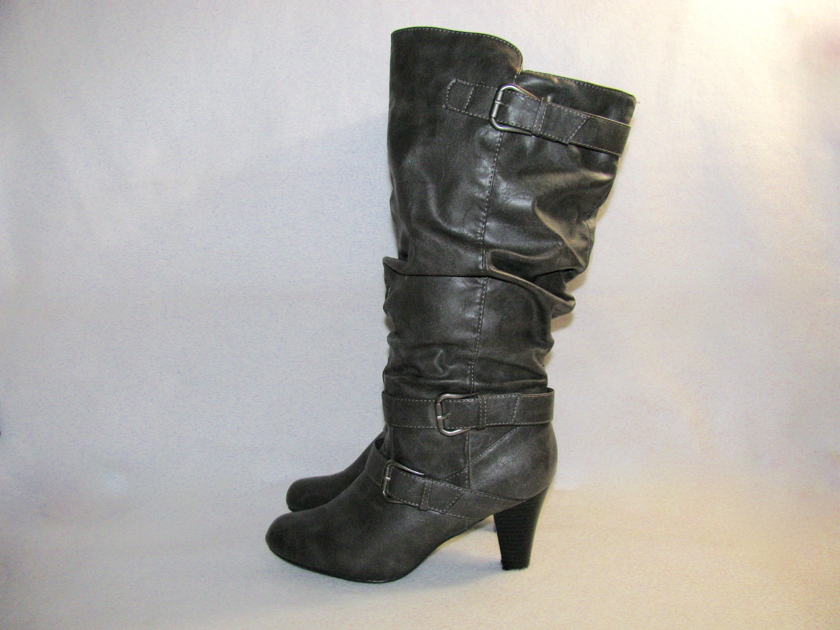 80's Womens Sz 8.5 DARK GRAY Slouch BOOTS - Etsy