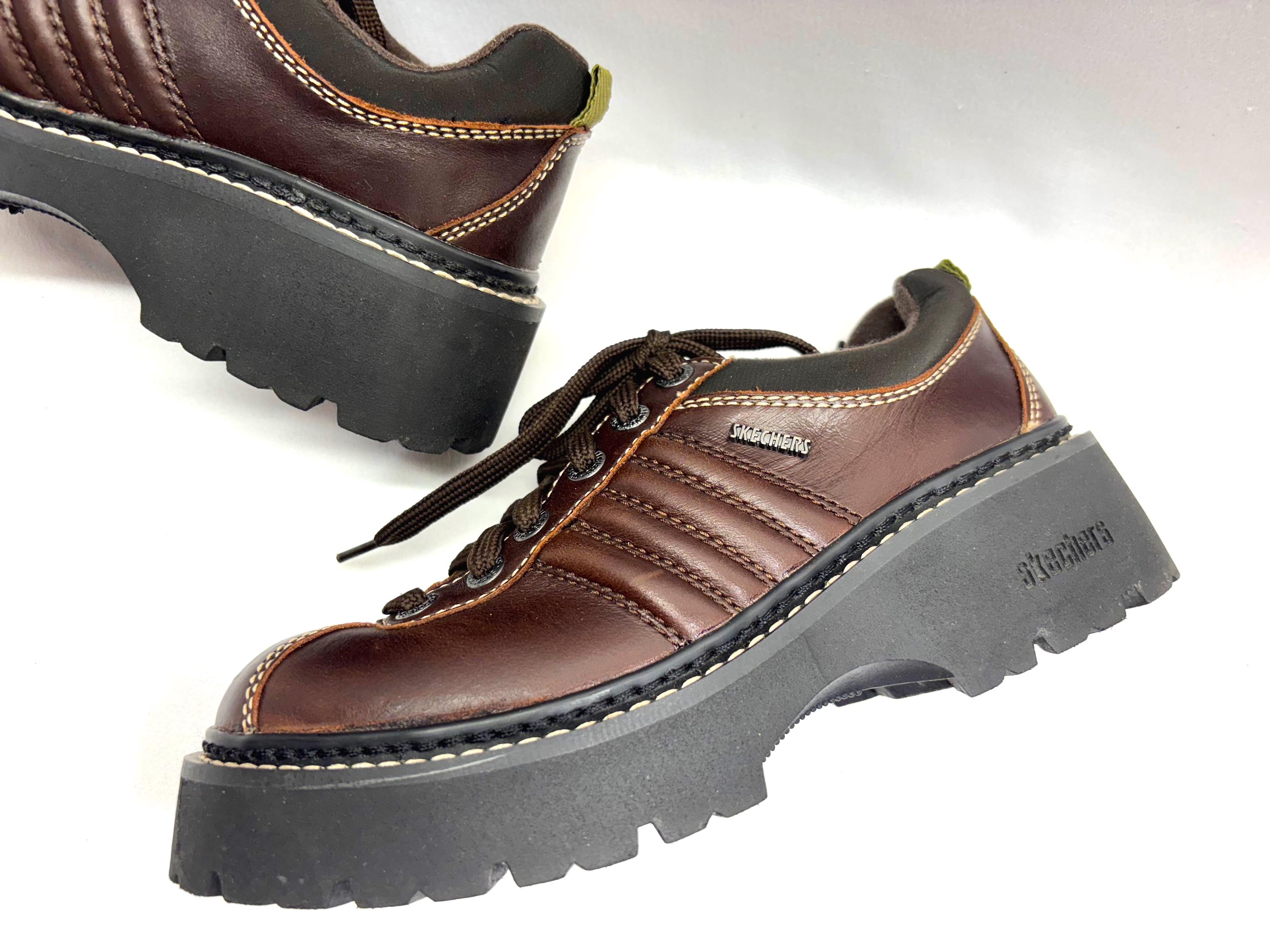 Sketchers | Brown Leather Chunky Platform Shoes | Men\'s 9 | Y2K Gorpcore Vintage 90s Sketchers Leather Platform Shoes | Mercari main image 4