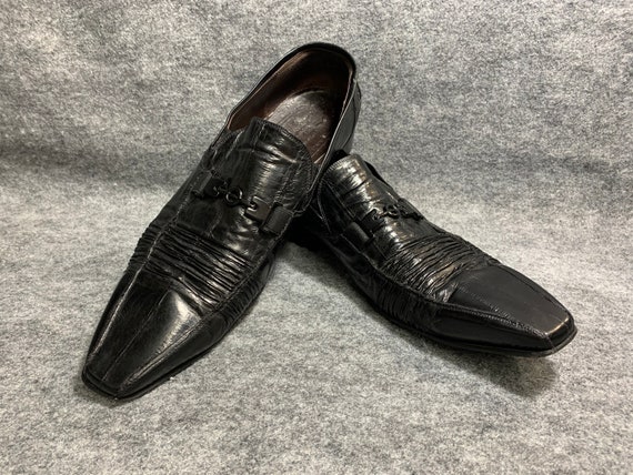 Sz 45 Sz 11.5 Mens Roberto Guerrini Shoes BLACK EEL SKIN  display picture 1