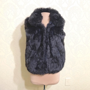 Fluffy OPOSSUM Gray FUR Vest size Small GRAY fur viking vest Gray Fur vest