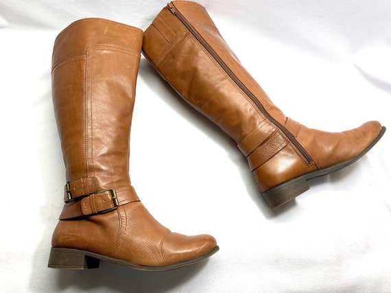 Vintage Nine West sz 7.5 womens Brown LEATHER Boo… - image 3