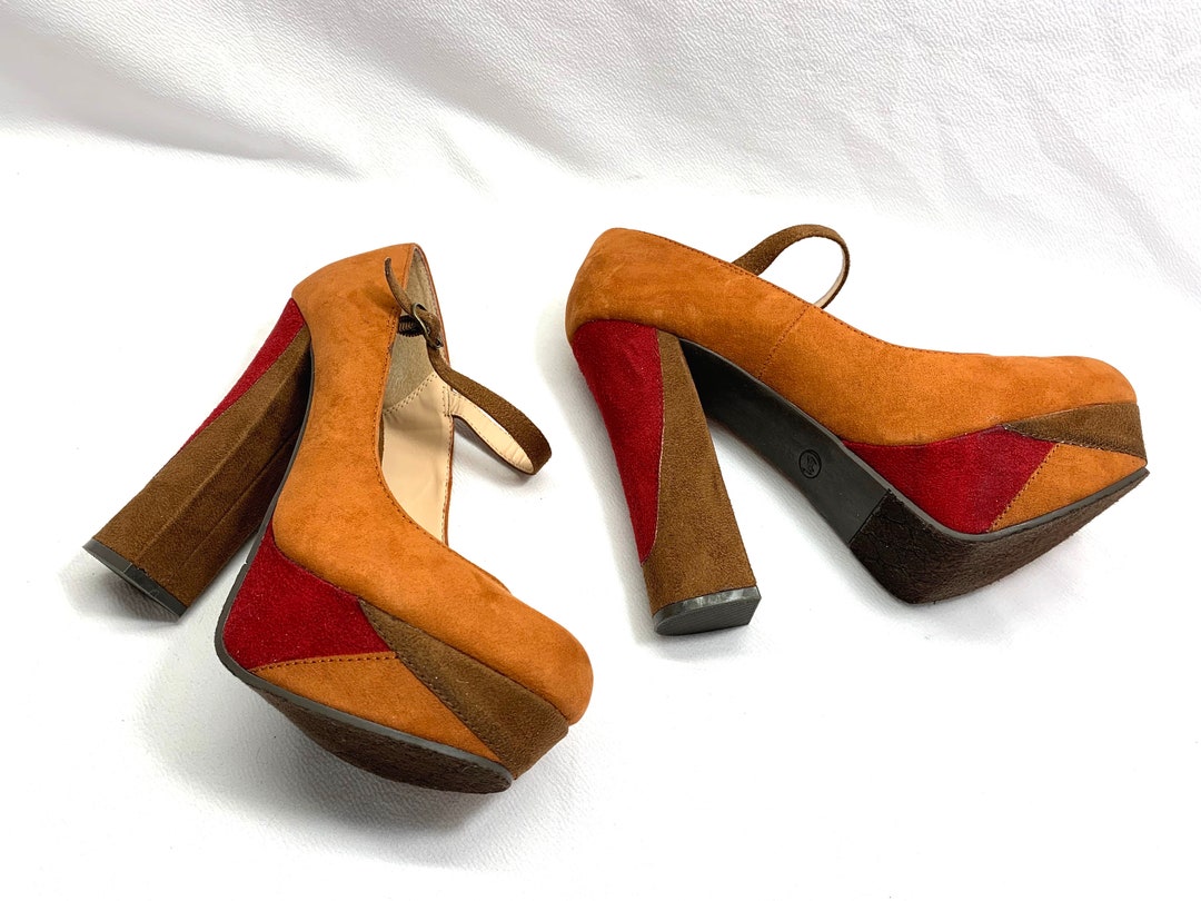 Color block shop platform heels