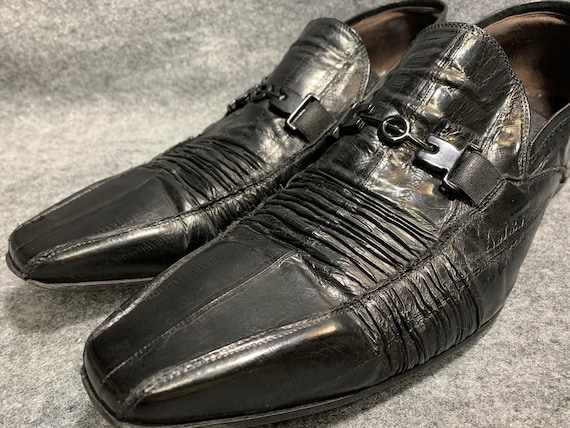 Sz 45 Sz  Mens Roberto Guerrini Shoes BLACK EEL SKIN - Etsy