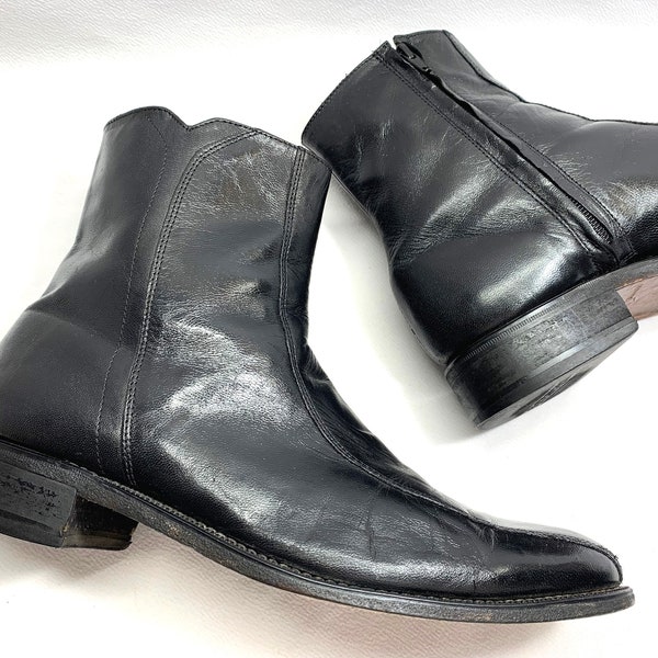Vintage Leather Florsheim Boots Beatles Boots sz 10.5 Black LEATHER FLORSHEIM Boots Dress Boots Disco Boots 70's Retro Saturday Night Fever