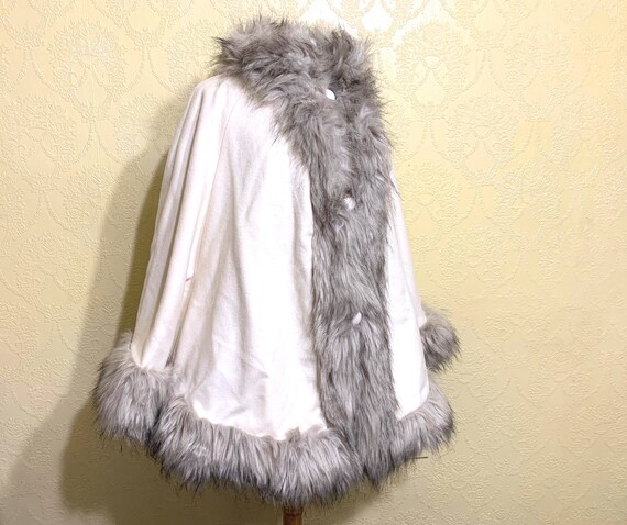 New quality faux fur Cape size 14-16 IVORY WOOL F… - image 3
