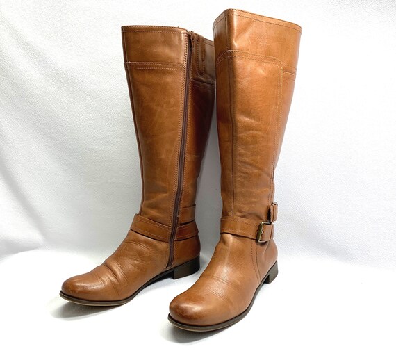 Vintage Nine West sz 7.5 womens Brown LEATHER Boo… - image 4