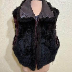 50 Inch Chest Soft Genuine OPOSSUM Fur Vest Mens size L BLACK BROWN Fur Vest Excellent Clean Condition