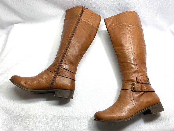 Vintage Nine West sz 7.5 womens Brown LEATHER Boo… - image 2